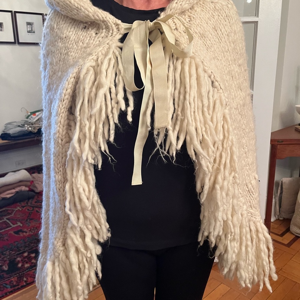 Tory Burch wool fringe poncho